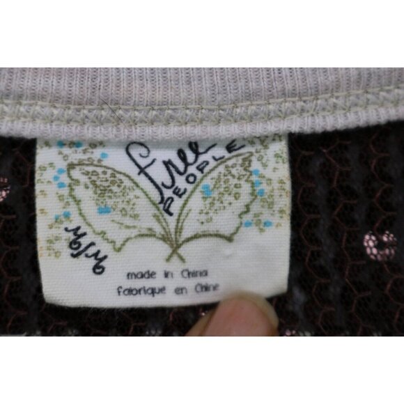 Free People Oatmeal Waffle Knit Long Sleeve Tunic-Sequins-Mix Match Buttons-Med. - Picture 6 of 10